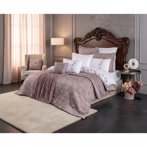 Theresa Powder Bridal Set Pure Cotton Duvet Cover and <b>Fitted</b> Bed <b>Sheet</b> with Quilts Free Sample Also Includes Curtains - Product Image 3