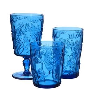 Nuevo diseño estilo océano <span class=keywords><strong>caballito</strong></span> <span class=keywords><strong>de</strong></span> <span class=keywords><strong>mar</strong></span> en relieve <span class=keywords><strong>de</strong></span> color azul jugo leche Agua highball vidrio vasos para beber taza - Product Image 6