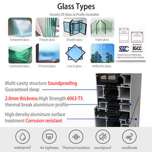 Puerta abatible de aluminio de estilo moderno personalizada, puerta abatible rota térmica insonorizada de baja emisividad transparente de vidrio templado Doble - Product Image 2