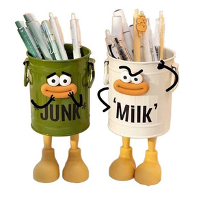 Cartoon Pen Holder <b>Large</b> Round Plastic Storage Bucket For <b>Desk</b> Office Student Use With Digital Printing Design - Product Image 2