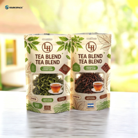 Sachets de thé en aluminium anti-humidité avec logo personnalisé, refermables, à fond plat, vente en gros pour les entreprises de thé