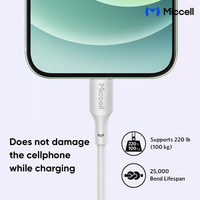 Cable de Carga Rápida Miccell al por Mayor, 60W, USB-C a USB-C, PVC y TPE, Núcleo de Cobre de Alta Calidad, para Xiaomi y iPhone