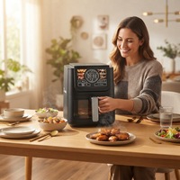 ANBOLIFE OEM Friteuse à air intelligente 8L non toxique, sans PFAS, avec écran numérique, cuisson visible, chauffage rapide, appareils de cuisine