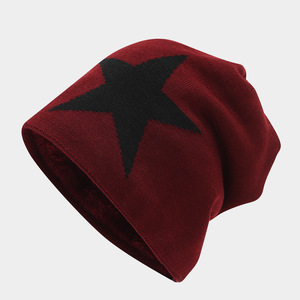 2025 automne et hiver tricoté <span class=keywords><strong>laine</strong></span> chapeau hiver Plus velours chaud grande étoile à cinq branches pull chapeau hommes en plein air chapeau décontracté - Product Image 5
