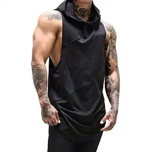 Streetwear Supplier Mens Gyms Fitness Muscle 100% Poly Mesh Sleeveless Hoodies