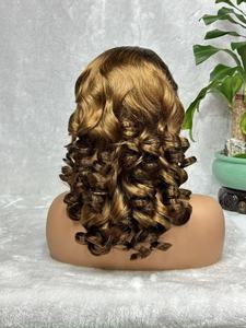 Pelucas de Cabello Humano Remy Rizado con Frente de Encaje Completo 13x4, Pelucas de Cabello Indio con Frente de Encaje Transparente Sin Procesar, Pelucas con Volumen - Product Image 4