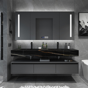 Mueble italiano <span class=keywords><strong>de</strong></span> lujo <span class=keywords><strong>de</strong></span> acero inoxidable 304, lavabo moderno, <span class=keywords><strong>tocador</strong></span> <span class=keywords><strong>de</strong></span> baño clásico <span class=keywords><strong>con</strong></span> lavabo Doble - Product Image 2