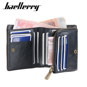 กระเป๋าสตางค์แบบสามพับสำหรับผู้ชาย Baellerry สีดำ หนัง PU พร้อมซิปใส่เหรียญ ช่องใส่บัตรเครดิต ใช้ได้ทุกวัน - Product Image 3
