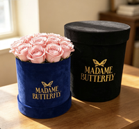 Boîtes d'emballage rondes personnalisées pour la Saint-Valentin avec logo, en carton recyclé, impression dorée, emballage cadeau pour fleurs