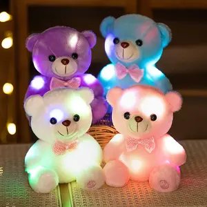 Brinquedo de pelúcia com brilho noturno fofo de 20-22 cm para bonecas, ursinho de pelúcia com luz LED em alta quantidade