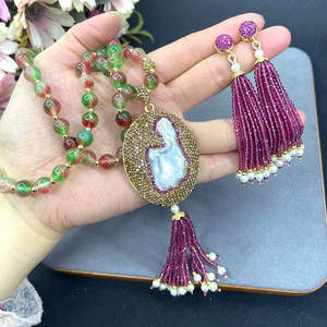 CH-LHN1518 viola naturale Druzy/<span class=keywords><strong>occhi</strong></span> di tigre/giallo giada <span class=keywords><strong>turchese</strong></span> collana intarsio di cristallo naturale pietra di cristallo intarsio Set di gioielli - Product Image 3