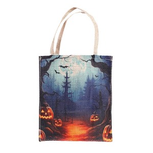 Sac fourre-tout en lin Dry Power Halloween 15x18x7cm, sac à bonbons imprimé pour fournitures de fête - Product Image 5