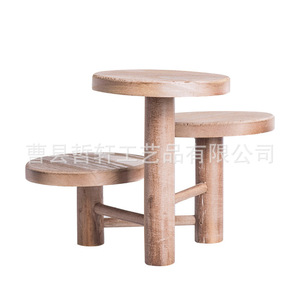 Étagère à fleurs en bois à trois niveaux, type carré sur pied, organisateur de salon ou de bureau, support pour plantes, étagère de rangement multi-niveaux - Product Image 5