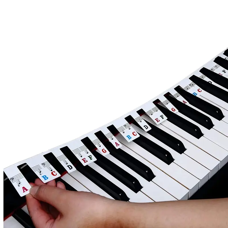 AMZ Hot Sale Silicone Piano Sticker For Beginners Piano Notes Guide Detachable Piano Keyboard Notes Label 88 Keys Full Size