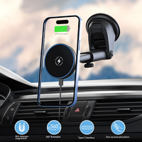 Support de chargeur de voiture sans fil |   Support magnétique pour téléphone, rotation à 360°, bras télescopique, déverrouillage à une touche, type-C, aimant N52 compatible