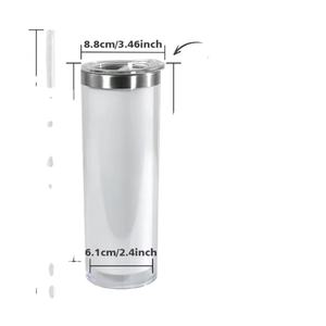 Vaso de 20oz para Sublimación, Interior de Acero Inoxidable, Exterior de Plástico, Doble Pared, con Diseño de Globo de Nieve, Recto, con Purpurina, para Refrescos, Cerveza, Café - Product Image 2