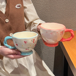 Wholesale High-quality Bow-shaped <b>Ceramic</b> <b>Mugs</b> Home and Office Water Cups Birthday Gift Cups - Product Image 1