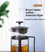 Cafetière à piston moderne avec couvercle et filtre manuel en verre borosilicate de haute qualité 350ml/600ml/800ml pour café, thé et mousse de lait