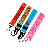 Lanière courte en nylon en gros avec logo imprimé en couleur, porte-clés de poignet pour usage publicitaire et promotionnel