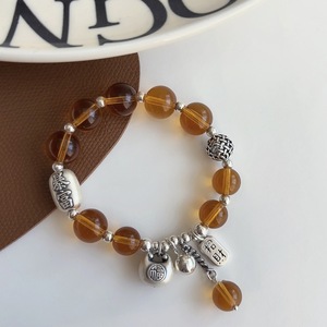 Citrine <b>Bracelet</b> S925 Sterling Silver Women's Lucky <b>Bead</b> Charm Elegant Chinese Style Jewelry Everyday Wear - Product Image 4