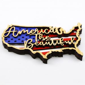 Décoration patriotique en bois personnalisée en gros, ornement carte des États-Unis, cadeau promotionnel pour la Fête de l'Indépendance et les marques américaines - Product Image 1