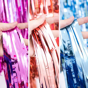 Globo de alta calidad borla Multicolor brillo cortinas boda decoración fiesta suministros telón de fondo lluvia cinta papel de aluminio cortinas - Product Image 5