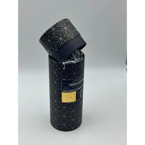 Cylindrical black-textured premium gift paper packaging <b>box</b>, customizable according to your needs - Product Image 4