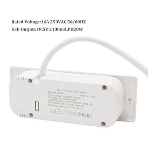 EU tiêu chuẩn Đức Loại 16A điện dải 2 ổ cắm trong hàng phẳng <span class=keywords><strong>Adapter</strong></span> với USB tăng bảo vệ cáp mở rộng - Product Image 5