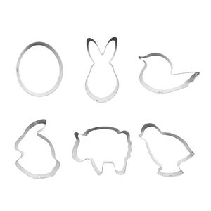 Ensemble de 6 <span class=keywords><strong>emporte</strong></span>-pièces en acier inoxydable écologiques en forme de dessin animé pour la pâtisserie, série Pâques, durables - Product Image 6