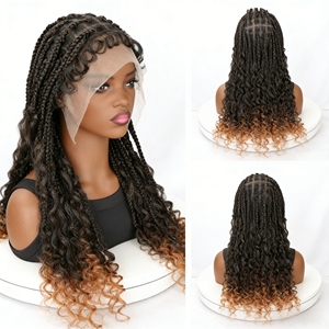 Parrucca Sintetica ad Alta Densità Tintabile, Stile Boho Goddess Locs, 30 Pollici, Treccine a Crochet Stile Messy Box, Ricci, con Frontale in Pizzo, da Donna - Product Image 1