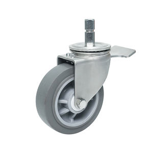 Square Grip Ring Stem Rollen räder Heavy Duty Grey <span class=keywords><strong>Swivel</strong></span> <span class=keywords><strong>Locking</strong></span> Pu Lenkräder - Product Image 3