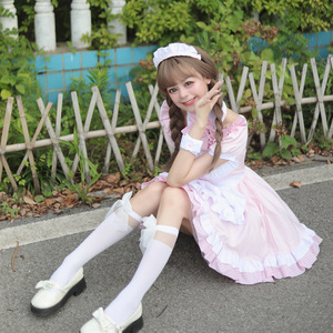 Akihabara Japanese Maid Outfit Pink Cosplay Costume Lolita Cute Girl Dress Spring 2023 Polyester Fabric - Product Image 2