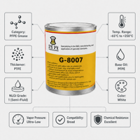 Grasa Semifluida Bombable G-8007 PFPE NLGI 1 -65~250 Baja Evaporación Resistente a Químicos HANGUANG 1KG para Rodamientos Automatizados