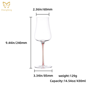 Copas <span class=keywords><strong>de</strong></span> Vino Elegantes <span class=keywords><strong>de</strong></span> Estilo Italiano, Hechas a Mano con Tallo <span class=keywords><strong>de</strong></span> Seda Roja, Cristal sin Plomo para Degustación <span class=keywords><strong>de</strong></span> Borgoña y Burdeos - Product Image 3