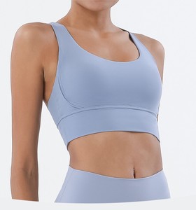 <span class=keywords><strong>Lulu</strong></span>, gran oferta, sujetador de Yoga de talla grande, Color sólido, espalda cruzada, ropa de gimnasio, corto de Yoga Top, sujetador deportivo para mujer - Product Image 4