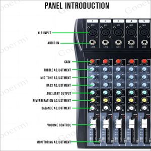 Nouvelle table de mixage audio numérique professionnelle 6 canaux 99 effets avec 2 ports USB et alimentation fantôme 48V, double voix pour le chant - Product Image 2