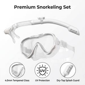 Masque de plongée à tuba GLIWAY Dry Top panoramique avec verre trempé de 4,0 mm, anti-buée, protection UV, équipement de plongée en silicone pour adultes - Product Image 2