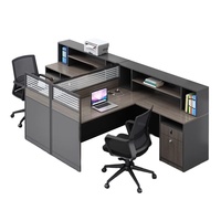 Modern Minimalist Large Office Cubicle Partition Workstation with Glass Partition Shelf Composable Employee Workstations