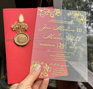 Invitaciones acrílicas transparentes <span class=keywords><strong>personalizadas</strong></span> para bautismo, comunión, eventos sagrados con flores secas y sellado <span class=keywords><strong>de</strong></span> cera - Product Image 3
