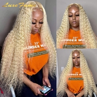 Perruque frontale transparente 13x4 Deep Loose Wave 613 Blond Miel Bouclé, 180% de densité, Perruque 13x6 Water Wave Colorée en Cheveux Humains pour Femme