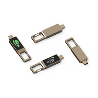 Flashdisk USB LED, Penyimpanan USB Stick Tipe C, Flash Stick Ponsel, Pendrive 128GB, Gantungan Kunci Pen Drive