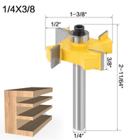 Mata Bor Router T-Slot 4 Mata Pisau 6mm 6.35mm, Baja Tungsten Alloy Lapisan AlTiN, OEM Dapat Disesuaikan, Pemotong Alur Kayu Tipe T