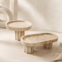 Jossin marmeren serveerschalen met rond en ovaal voetstukdesign voor dessert, fruit en decoratieve tafeldecoratie