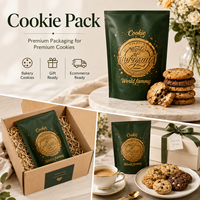 Sachet personnalisé refermable pour biscuits, pochette verticale en plastique scellée avec fermeture éclair pour emballage de bonbons et biscuits