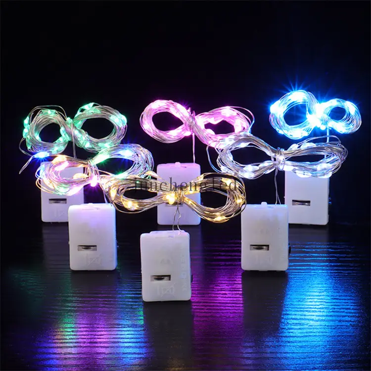 High quality CR2032 button battery operated mini copper wire LED fairy silver starry string lights for wedding party