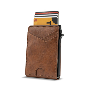 Porte-cartes intelligent en métal anti-RFID Casekey, portefeuille pop-up en cuir véritable de qualité supérieure avec fermeture magnétique et poche à monnaie - Product Image 1