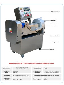 Upgraded Model 801 Dual-Head Multifunctional <b>Vegetable</b> <b>Cutter</b> 220V Stainless Steel Slicing Dicing Machine 140KG 116x53x120cm - Product Image 1