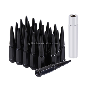 Juego de tuercas de rueda sólidas, 24 unidades, negro, con enchufe para Dodge - Product Image 1