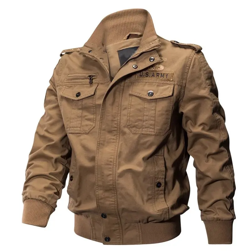 71082 Winter Autumn Men's Cargo Jacket New Warm Male Outerwear Full Zip Multi Pockets Casual Windbreak Coats For Men