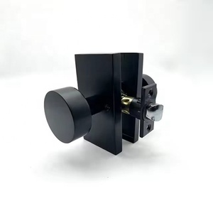 Gaya Amerika privasi pegangan pintu Interior Satin kuningan kamar tidur Matt hitam kamar mandi Modern Gagang pintu bulat kunci persegi panjang - Product Image 5